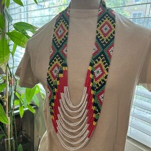 Philippine jewelry tribal T'Boli inspired statement necklace multicolored beaded
